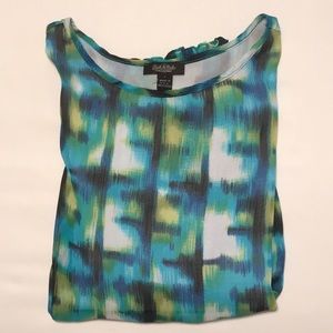 NWT Peck & Peck Multi Color Convertible Long or Roll-Up Sleeve Top